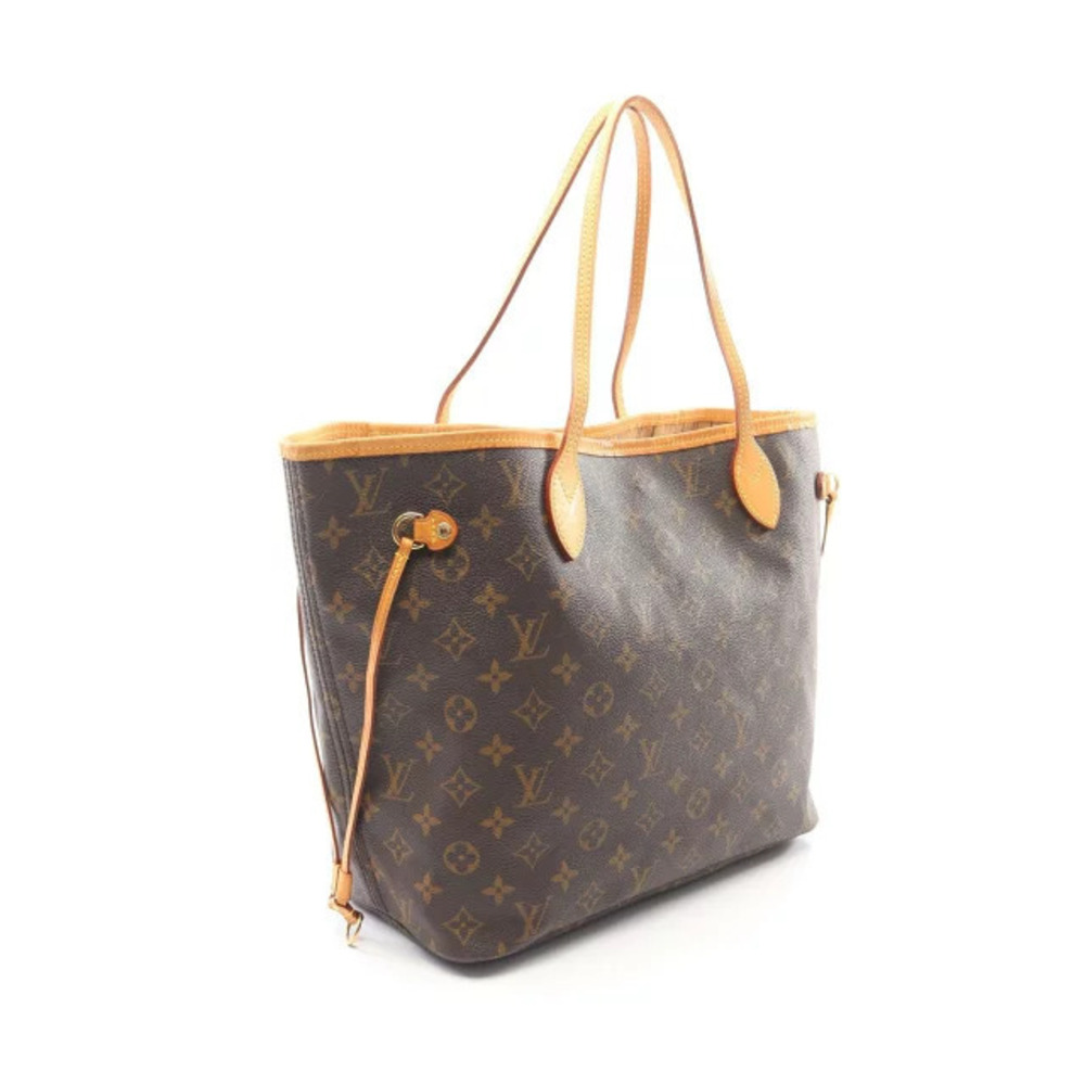 Louis Vuitton Leather Bag Brown Monogram Canvas Neverfull Tote Brown